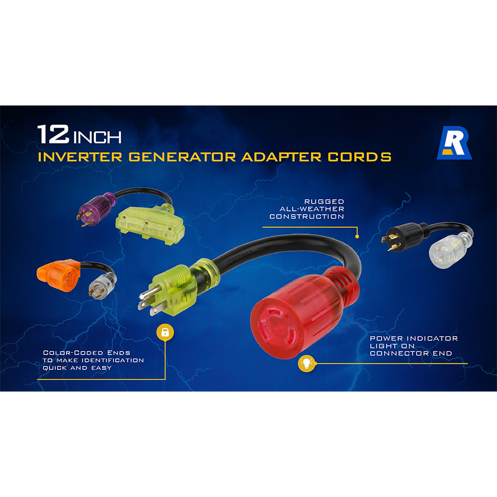Reliance AC3130 30A 125V Color Connect Adapter Cord L5-30 Plug L14-30 Connector - Image 2