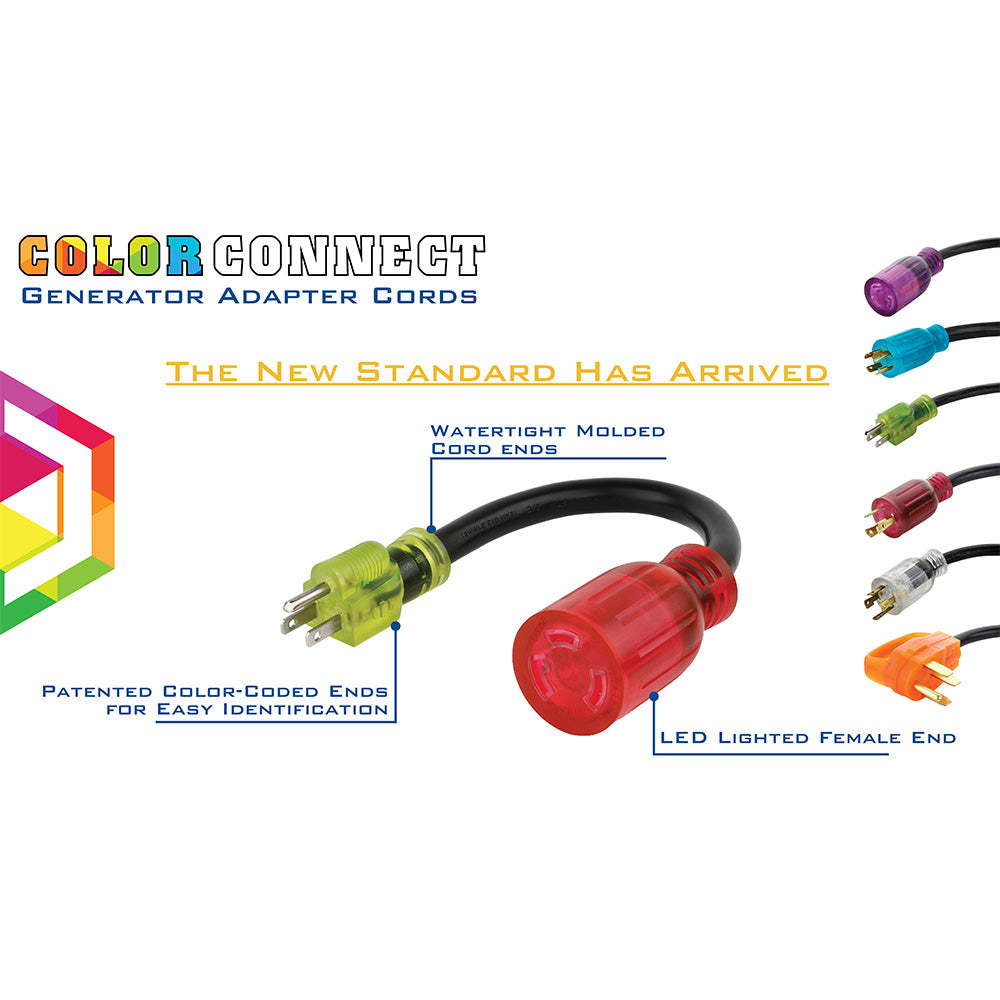 Reliance AC3130 30A 125V Color Connect Adapter Cord L5-30 Plug L14-30 Connector - Image 3