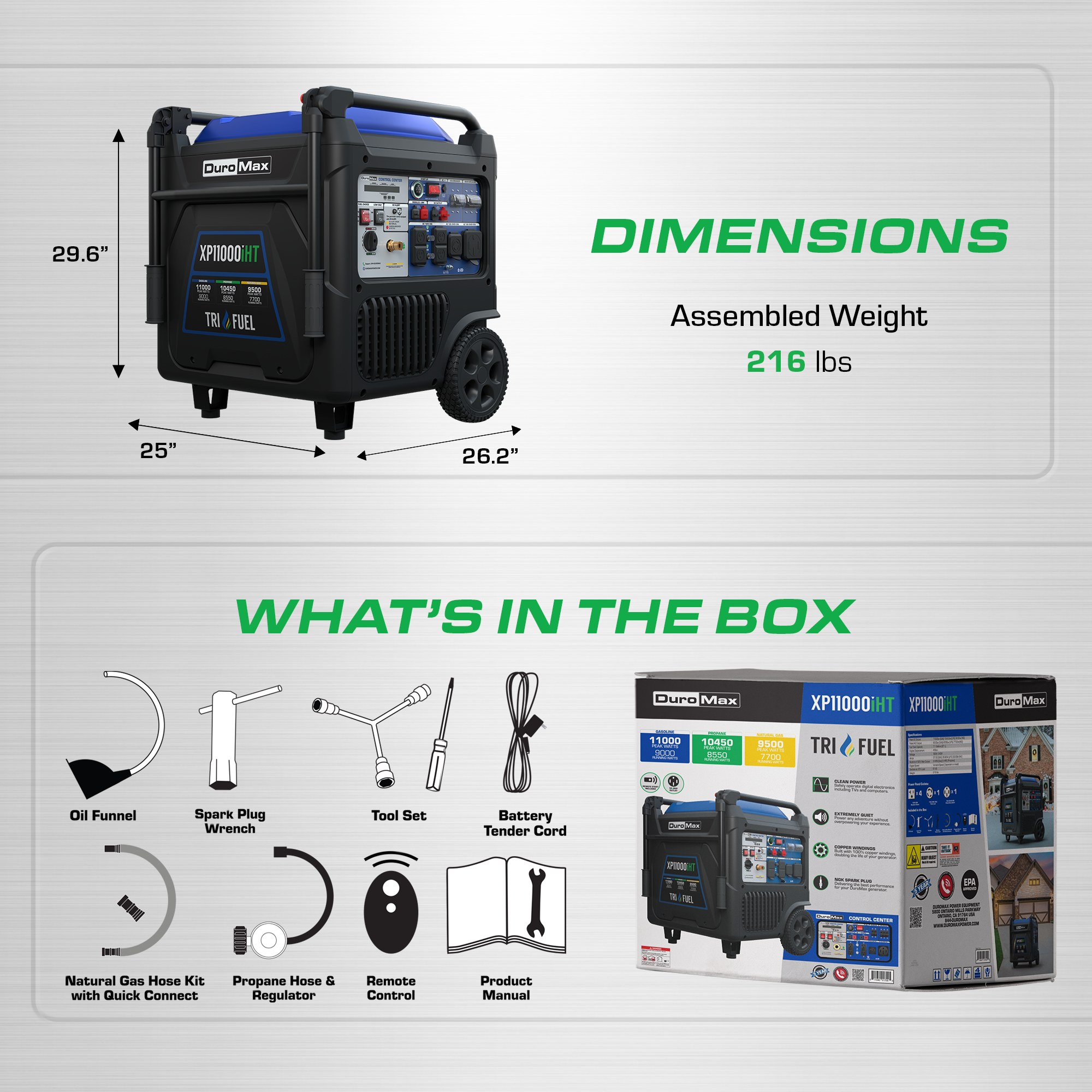 DuroMax XP11000iHT 11,000 Watt Portable Tri Fuel Inverter Generator - Quiet, Low THD - Image 7