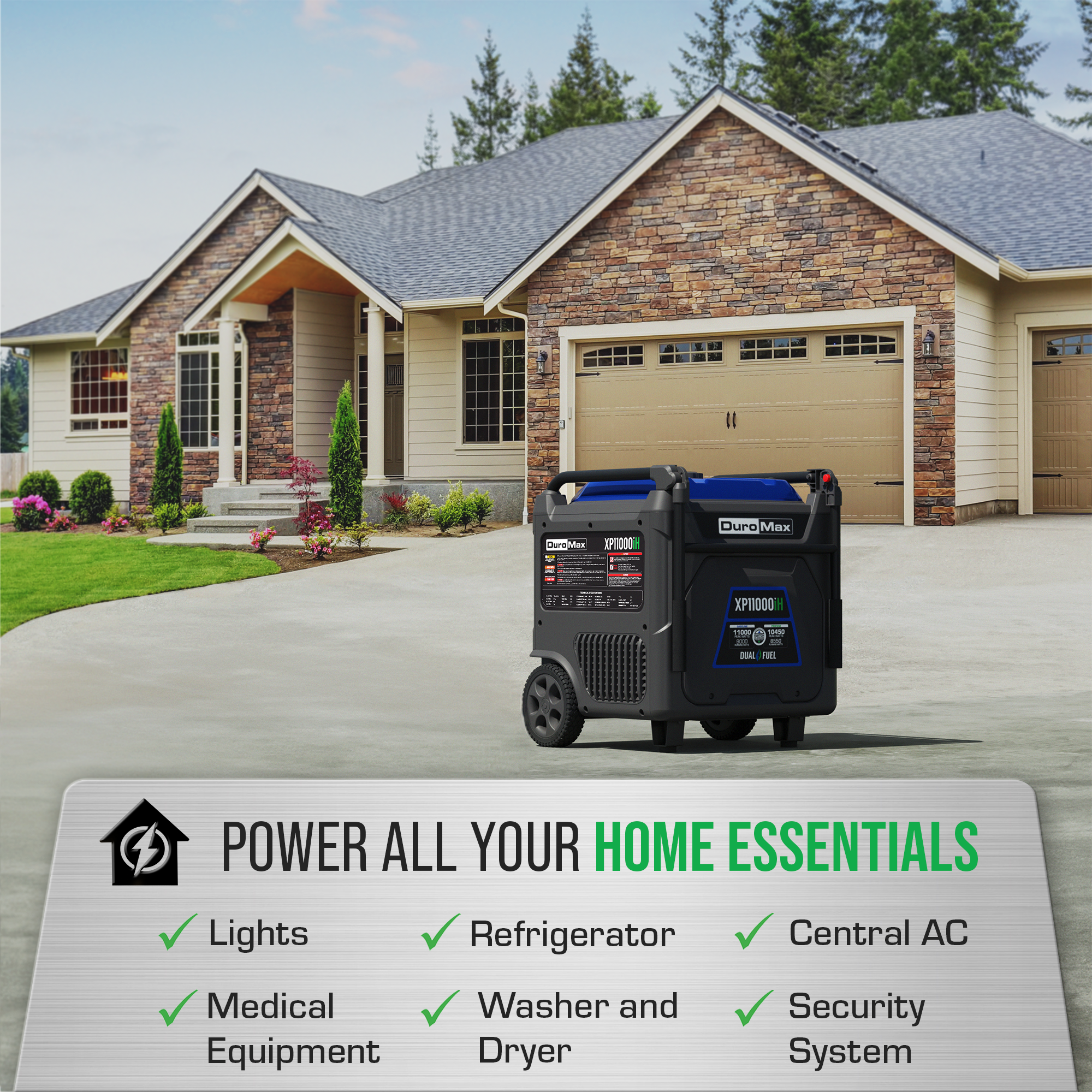 DuroMax XP11000iH 11,000 Watt Portable Dual Fuel Inverter Generator - Quiet, Low THD - Image 6