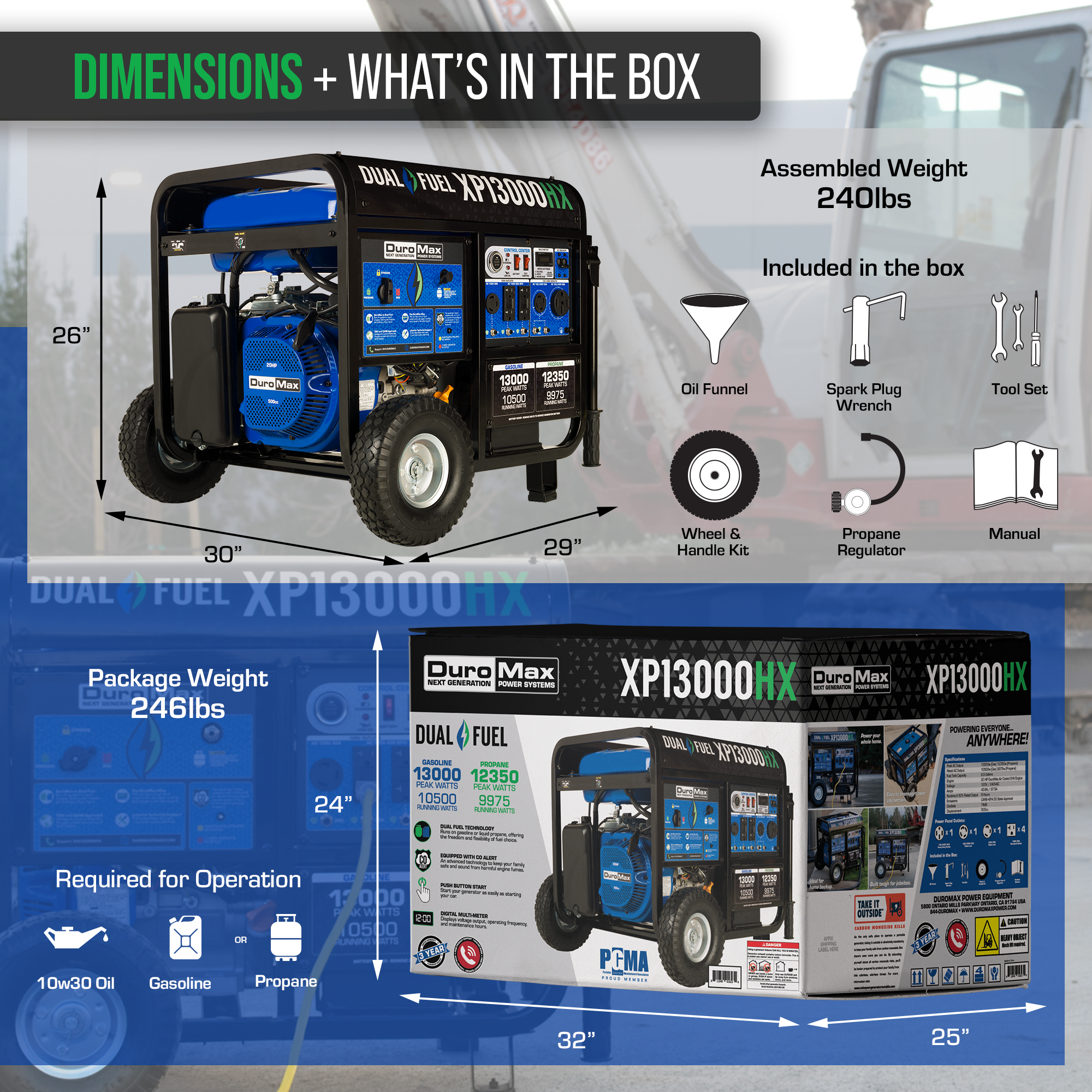 DuroMax XP13000HX 13,000 Watt Portable Dual Fuel Gas Propane CO Alert Generator - Image 10
