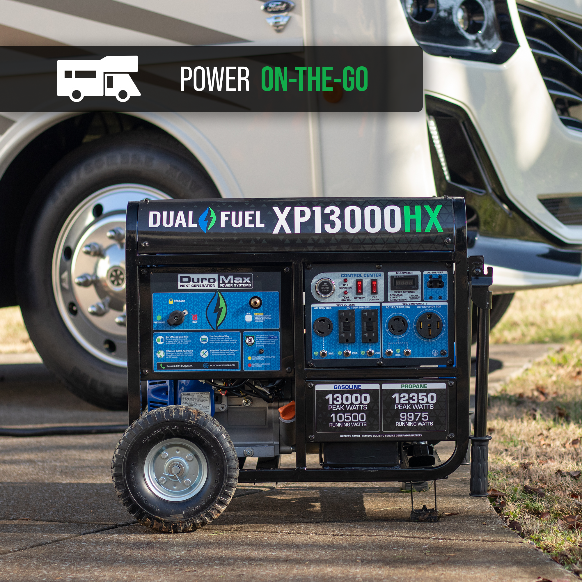 DuroMax XP13000HX 13,000 Watt Portable Dual Fuel Gas Propane CO Alert Generator - Image 11