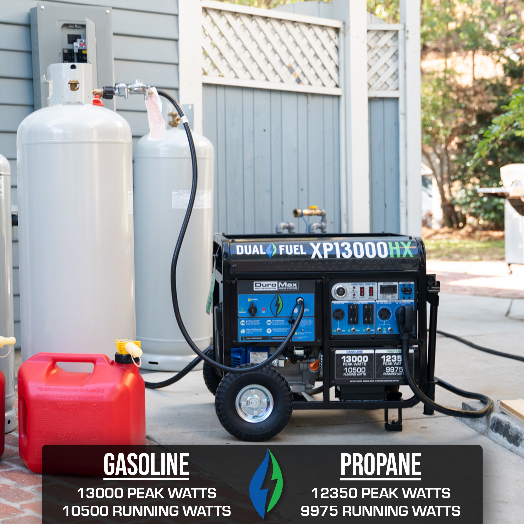 DuroMax XP13000HX 13,000 Watt Portable Dual Fuel Gas Propane CO Alert - Recon - Image 3