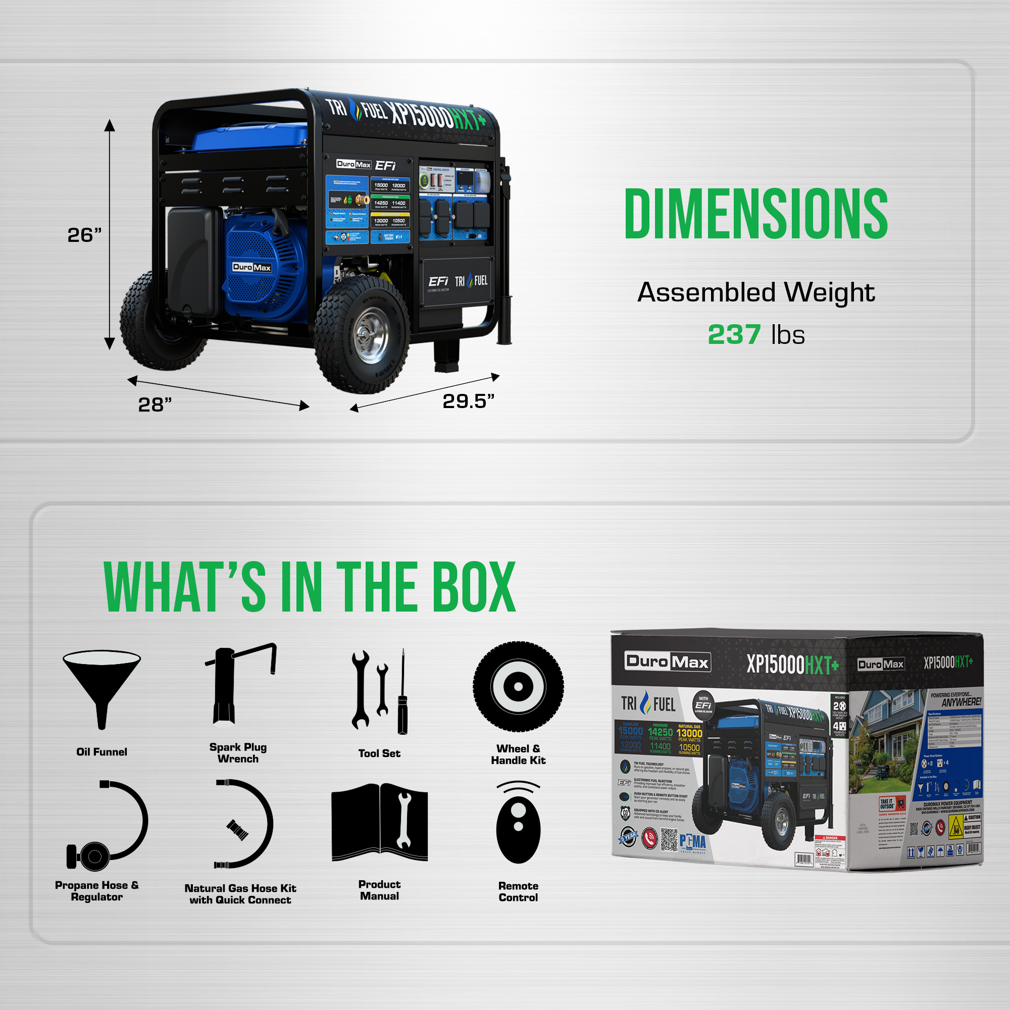 DuroMax XP15000HXT+ 15,000 Watt Electric Start Tri Fuel EFI Portable Generator - Image 11