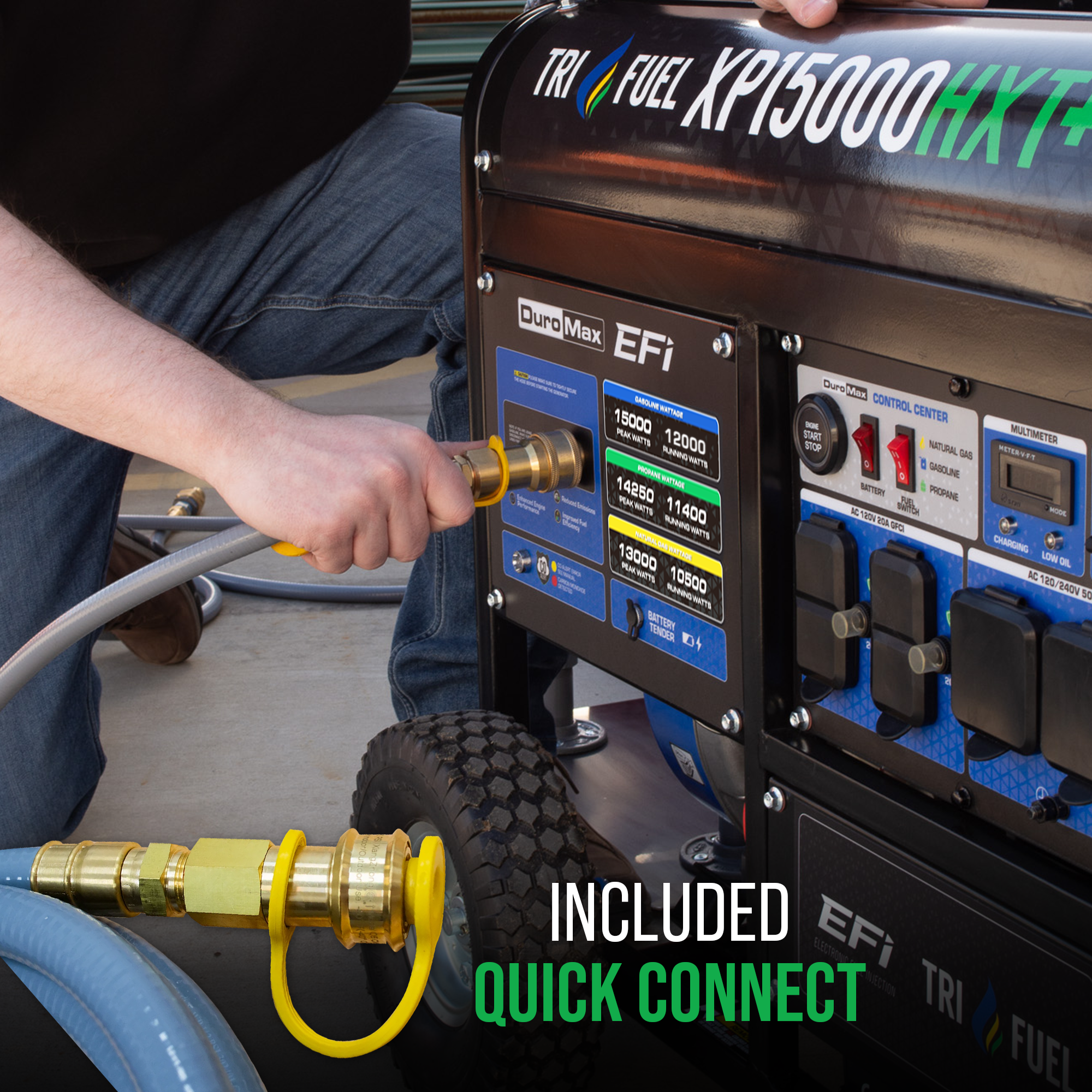 DuroMax XP15000HXT+ 15,000 Watt Electric Start Tri Fuel EFI Portable Generator - Image 13