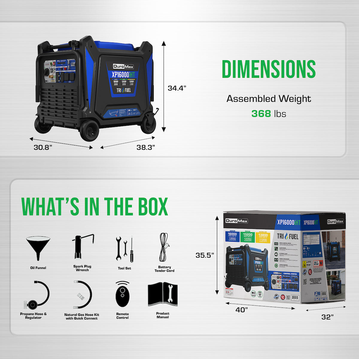 DuroMax XP16000iHT 16,000 Watt Tri Fuel Portable Inverter Generator - Quiet, Low THD - Image 12