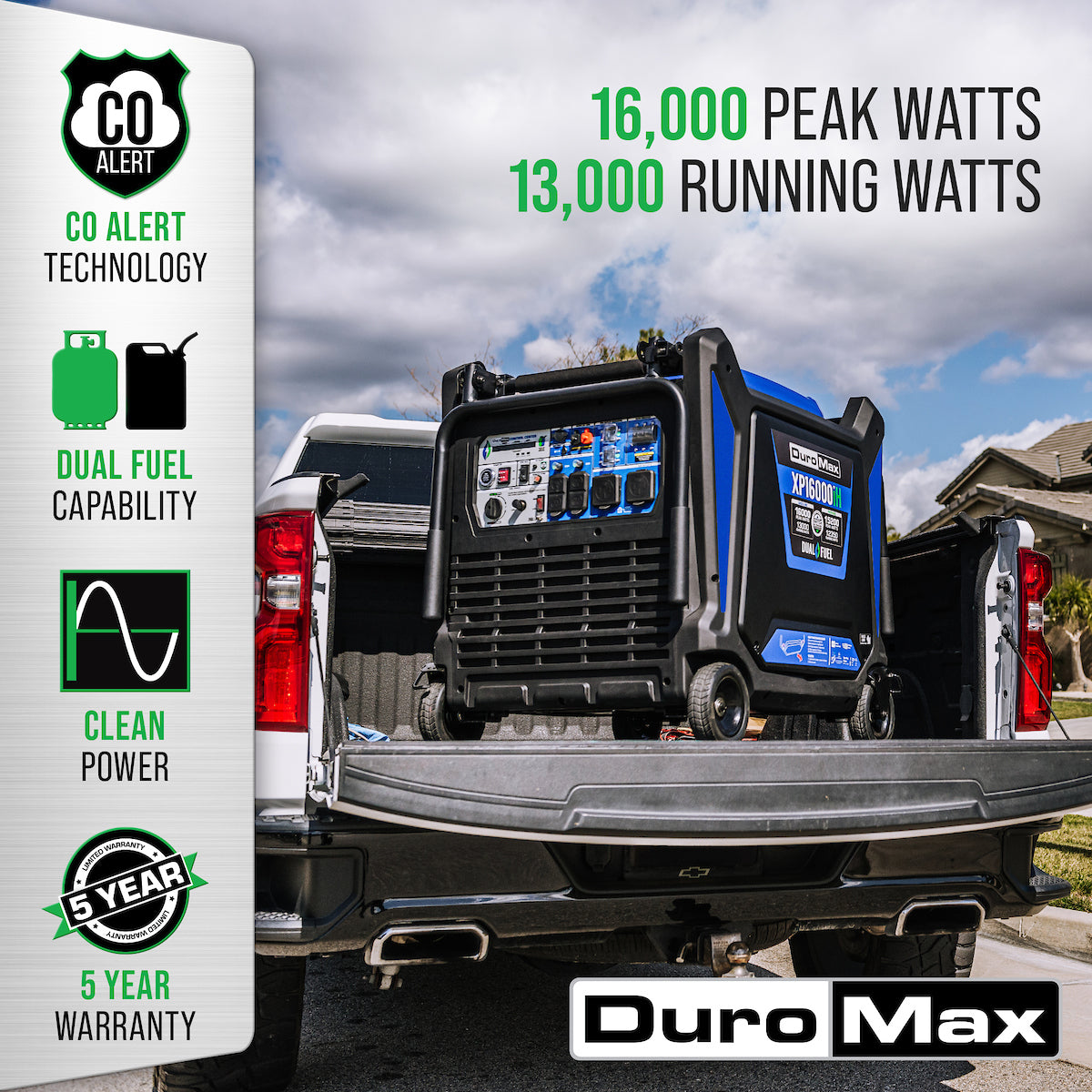 DuroMax XP16000iH 16,000 Watt Dual Fuel Portable Inverter Generator - Quiet, Low THD - Image 2