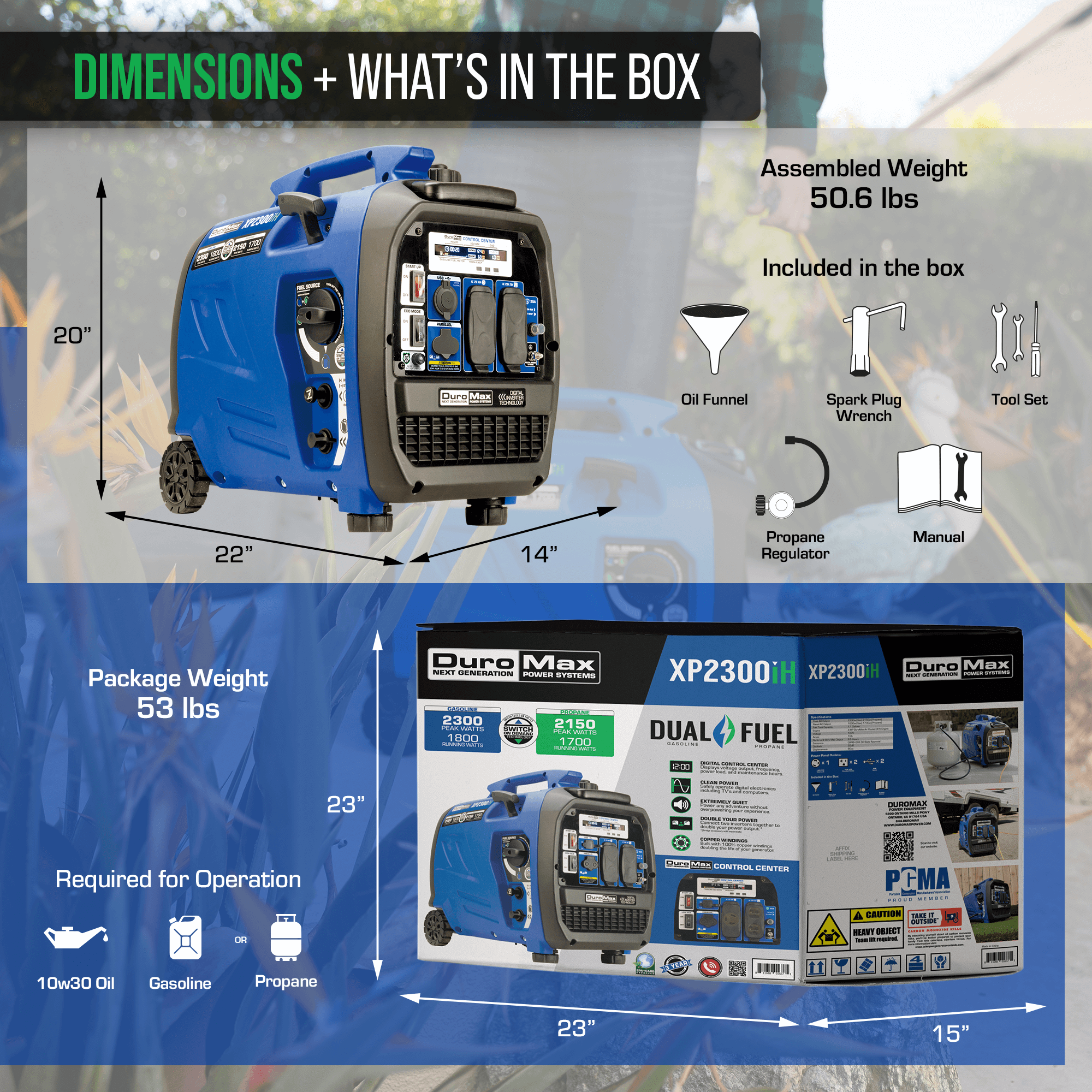 DuroMax XP2300iH 2,300 Watt Portable Dual Fuel Inverter Generator - Quiet, Low THD - Image 11