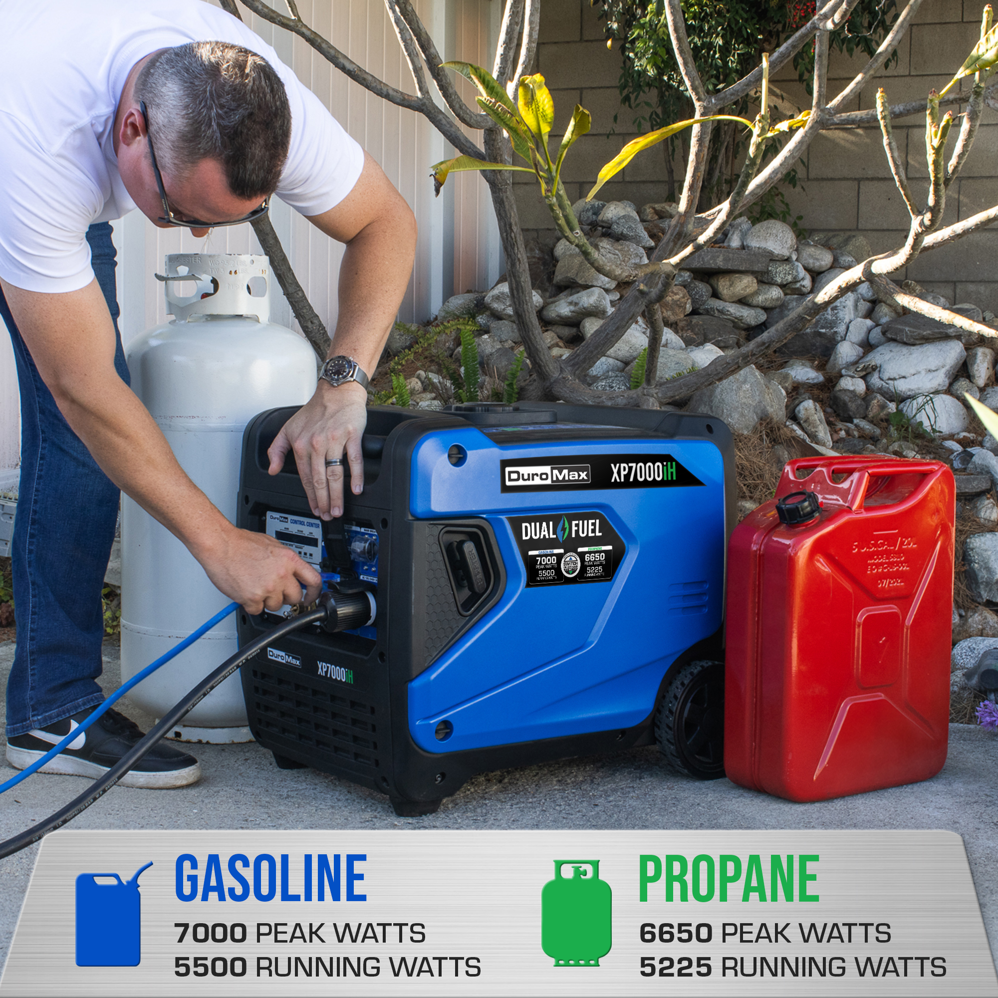 DuroMax XP7000iH 7,000 Watt Portable Dual Fuel Inverter Generator - Quiet, Low THD - Image 3