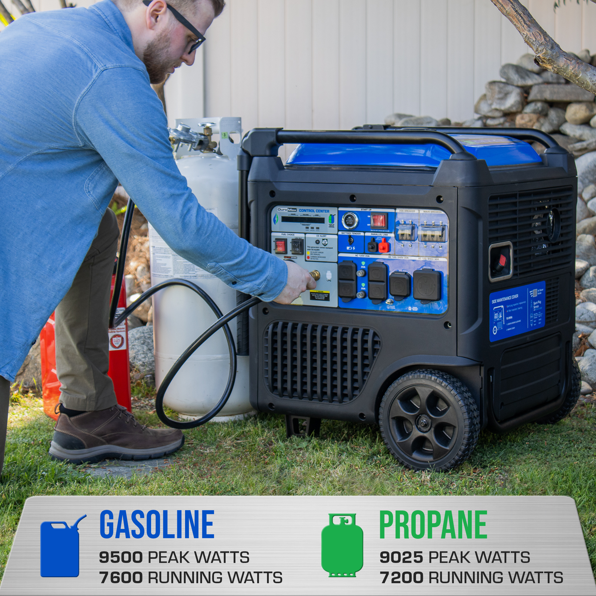 DuroMax XP9500iH 9,500 Watt Portable Dual Fuel Inverter Generator - Quiet, Low THD - Image 3